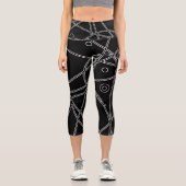 Abstrakt Art Schwarz-weiß Lines Circles Minimalism Capri Leggings (Vorderseite)