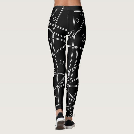 Abstrakt Art Schwarz-weiß Lines Circles Minimalism Leggings (Rückseite)