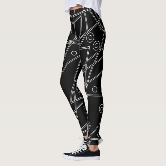 Abstrakt Art Schwarz-weiß Lines Circles Minimalism Leggings (Links)