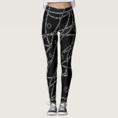 Abstrakt Art Schwarz-weiß Lines Circles Minimalism Leggings (Vorderseite)