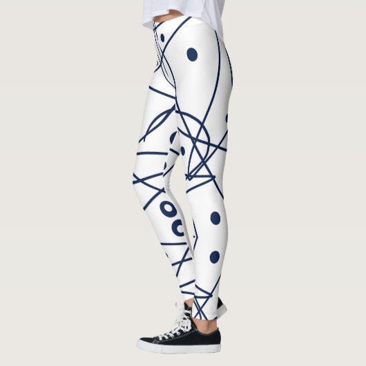 Abstrakt Art Schwarz-weiß Lines Circles Minimalism Leggings (Links)