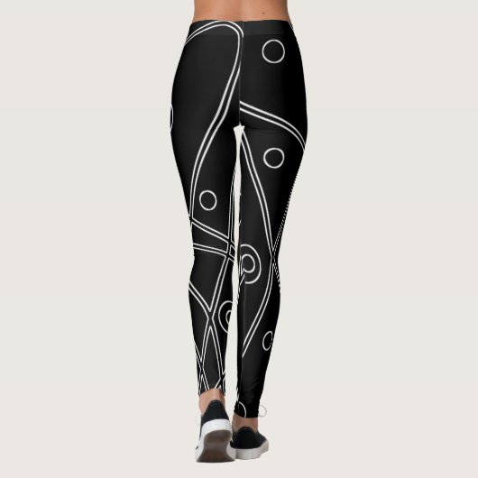 Abstrakt Art Schwarz-weiß Lines Circles Minimalism Leggings (Rückseite)