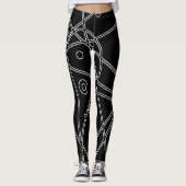 Abstrakt Art Schwarz-weiß Lines Circles Minimalism Leggings (Vorderseite)
