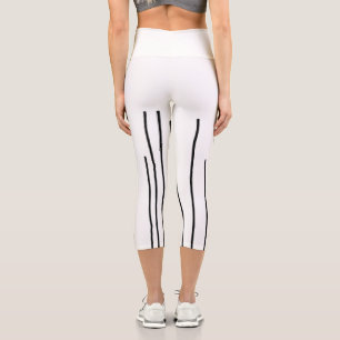 Abstrakt Art Schwarz-weiß Lines Minimalismus Capri Leggings