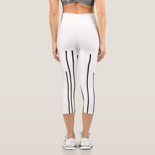 Abstrakt Art Schwarz-weiß Lines Minimalismus Capri Leggings (Rückseite)