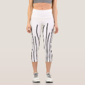 Abstrakt Art Schwarz-weiß Lines Minimalismus Capri Leggings (Vorderseite)