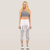 Abstrakt Art Schwarz-weiß Lines Minimalismus Capri Leggings (Vorderseite)