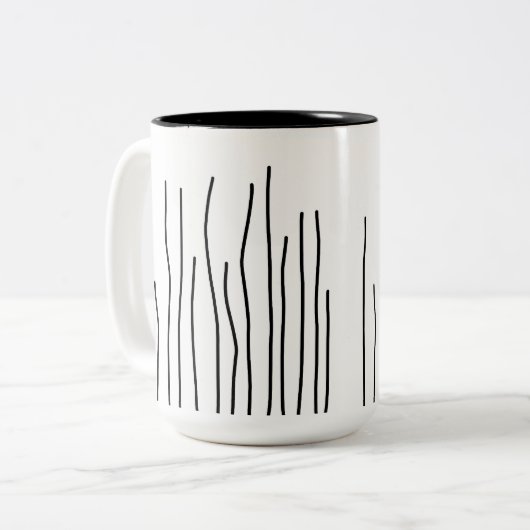 Abstrakt Art Schwarz-weiß Lines Minimalismus Zweifarbige Tasse (Vorderseite Links)