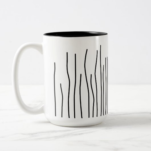 Abstrakt Art Schwarz-weiß Lines Minimalismus Zweifarbige Tasse (Links)