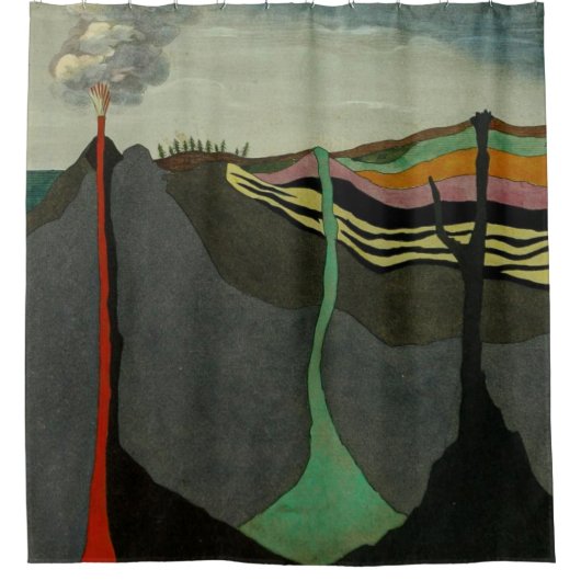 Abstrakt Art Sliced Earth Vulkan Duschvorhang (Vorderseite)