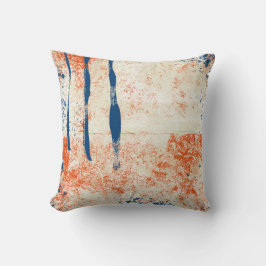 Abstrakt Art Throw Pillow Navy Blue Orange Creme Kissen