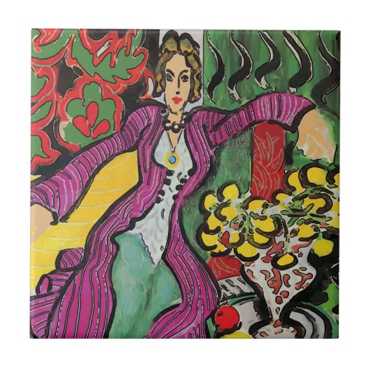 Abstrakt Art Tiles, Nancy mit Blume Fliese (Vorderseite)