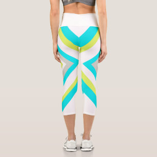 Abstrakt Art Türkis Grün Blau Gelb Capri Leggings