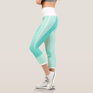 Abstrakt Art Türkis Grün Weiß Capri Leggings