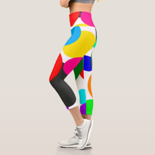 Abstrakt Art Türkis Grün Weiß Capri Leggings