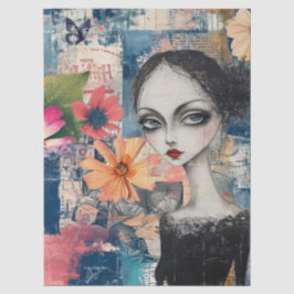 Abstrakt Art Uni Floral Goth Girl Butterfly Seidenpapier