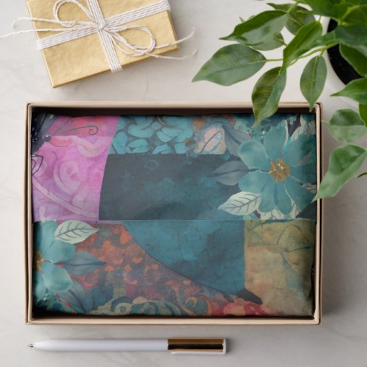 Abstrakt Art Uni Florals & Butterfys Seidenpapier (Geschenk)