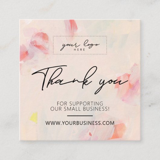 Abstrakt Art Unique Business Vielen Dank Einlegen Quadratische Visitenkarte (Vorderseite)