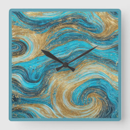 Abstrakt Art Wall Clock Blues Quadratische Wanduhr