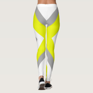 Abstrakt Art Yellow Grey White Leggings