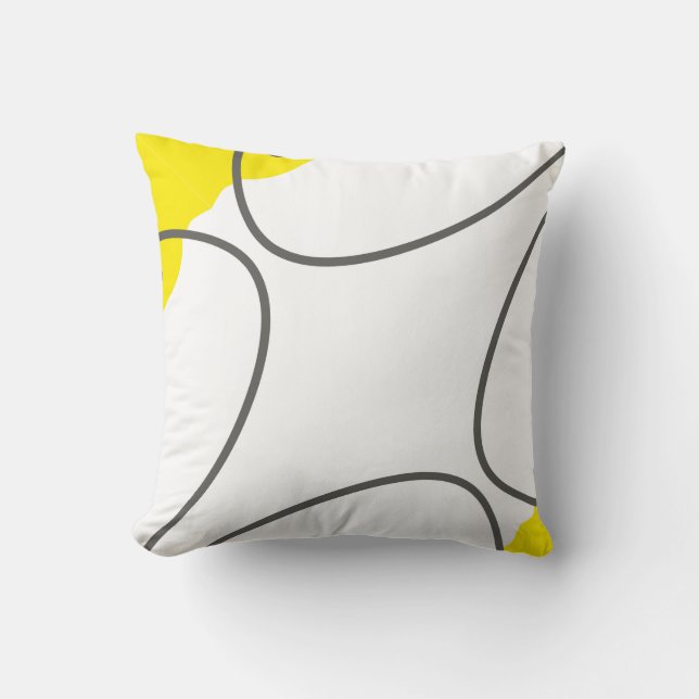 Abstrakt Art Yellow Grey White Minimalismus Kissen (Vorderseite)