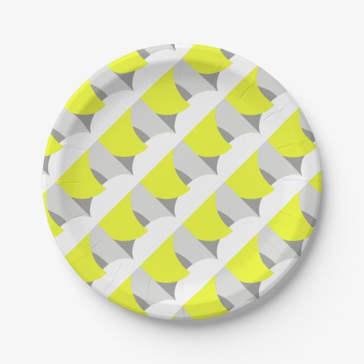 Abstrakt Art Yellow Grey White Pappteller (Vorderseite)