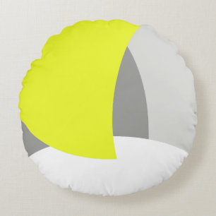 Abstrakt Art Yellow Grey White Rundes Kissen