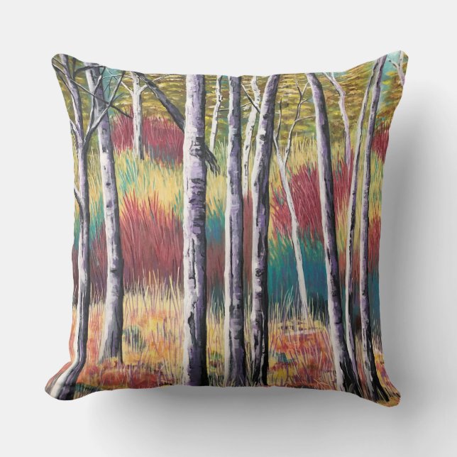 Abstrakt Aspen Tree Pillow Kissen (Vorderseite)