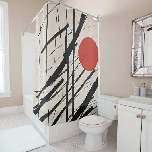 Abstrakt aufkommende Sonne Duschvorhang (Beispiel)