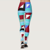 Abstrakt Baby Blue Mosaic Muster Leggings (Rückseite)