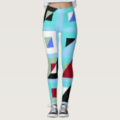Abstrakt Baby Blue Mosaic Muster Leggings (Vorderseite)
