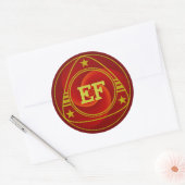 Abstrakt Background Spirals soft III + monogramm Runder Aufkleber (Umschlag)