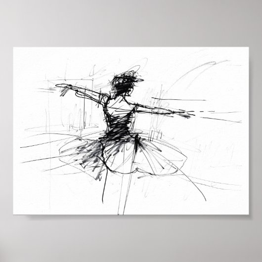 Abstrakt Ballerina Dancer Sketch - Premium Poster (Vorne)