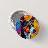 Abstrakt Basenji Dog Portrait Button (Vorne & Hinten)