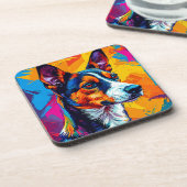Abstrakt Basenji Dog Portrait Getränkeuntersetzer (Linke Seite)