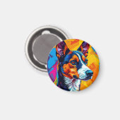 Abstrakt Basenji Dog Portrait Magnet (Vorderseite/Rückseite)