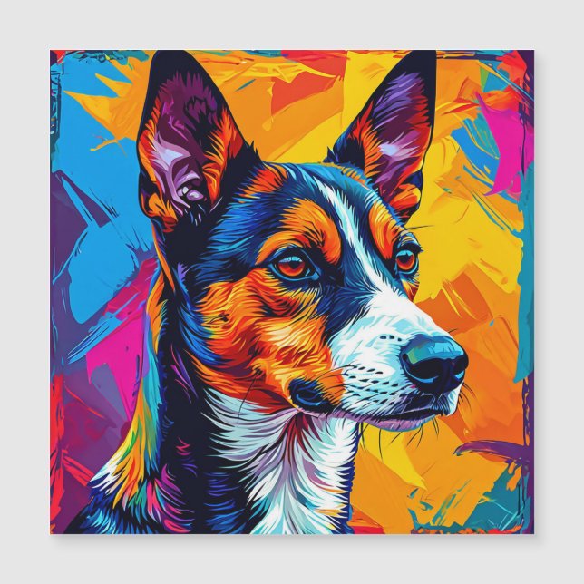 Abstrakt Basenji Dog Portrait Magnetkarte (Vorderseite)