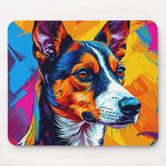 Abstrakt Basenji Dog Portrait Mousepad (Vorne)