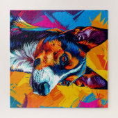 Abstrakt Basenji Dog Portrait Puzzle (Horizontal)