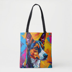 Abstrakt Basenji Dog Portrait Tasche