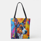 Abstrakt Basenji Dog Portrait Tasche (Rückseite)