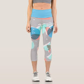Abstrakt Bauhaus Halbkreise Mod Pop Art Muster Capri Leggings (Vorderseite)