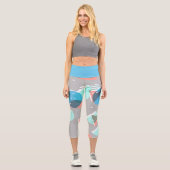 Abstrakt Bauhaus Halbkreise Mod Pop Art Muster Capri Leggings (Vorderseite)