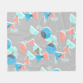 Abstrakt Bauhaus Halbkreise Mod Pop Art Muster Fleecedecke (Vorderseite (Horizontal))