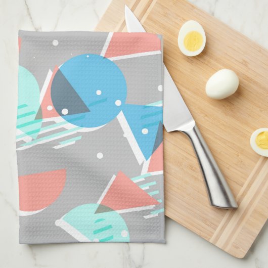 Abstrakt Bauhaus Halbkreise Mod Pop Art Muster Geschirrtuch (Viertel Falte)