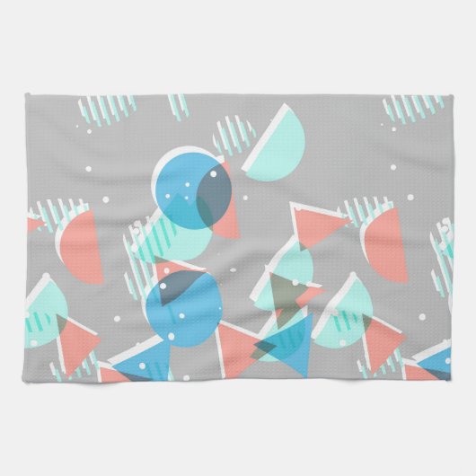 Abstrakt Bauhaus Halbkreise Mod Pop Art Muster Geschirrtuch (Horizontal)