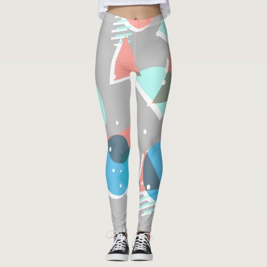 Abstrakt Bauhaus Halbkreise Mod Pop Art Muster Leggings (Vorderseite)