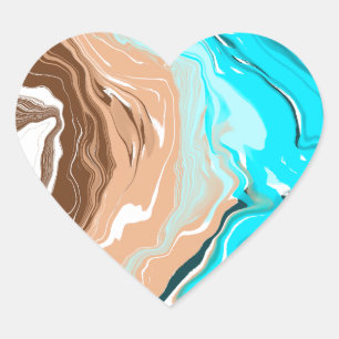 Abstrakt Beach Fluid Art Herz-Aufkleber