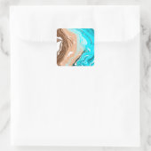 Abstrakt Beach Fluid Art Quadratischer Aufkleber (Tasche)