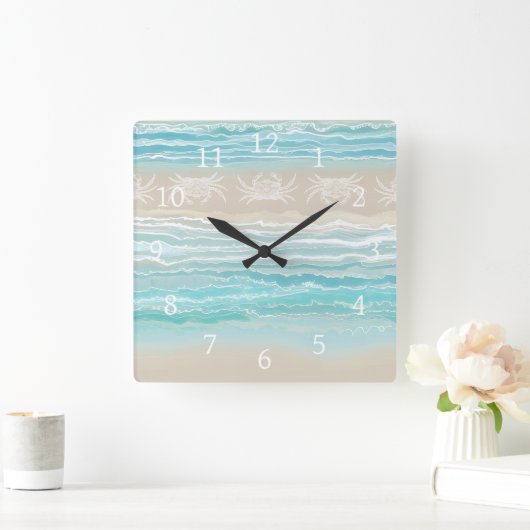 Abstrakt Beach Ocean Design 292 Crab Quadratische Wanduhr (Zuhause)